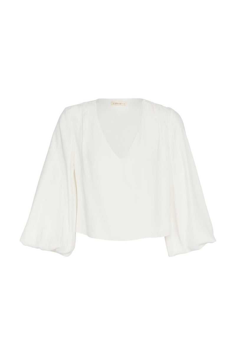 BLUSA CREPE PREGAS BRANCA