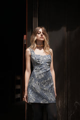 VESTIDO JACQUARD AZUL