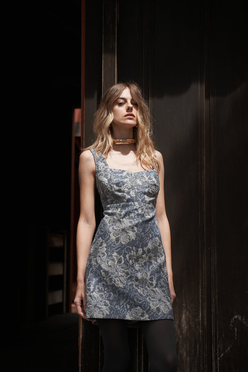 VESTIDO JACQUARD AZUL